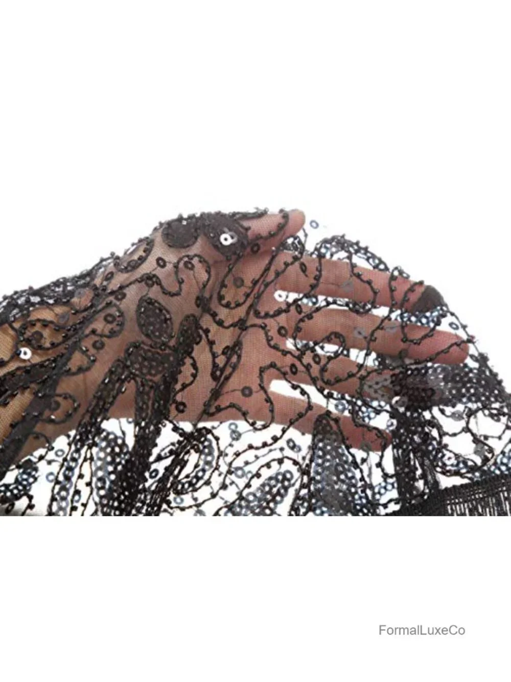 1920s Sequin Beaded Evening Cape Shawl - Gatsby Party Wrap